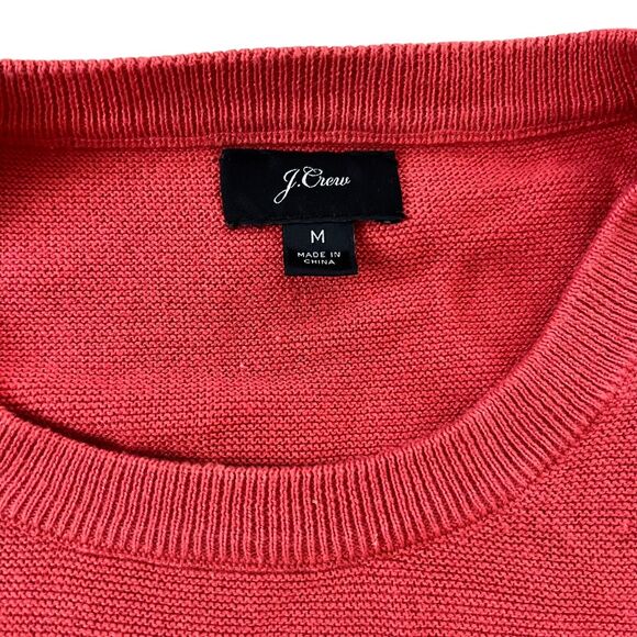 J.Crew Orange 100% Cotton Crewneck Sweater Size M Thin Weight Pullover - Picture 4 of 8